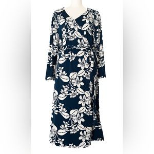 LuLaRoe Navy & White Floral Michelle Wrap Dress